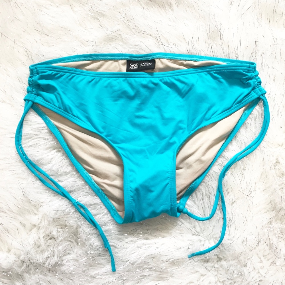 Coco Reef Ruched Turquoise Bikini Bottom  L